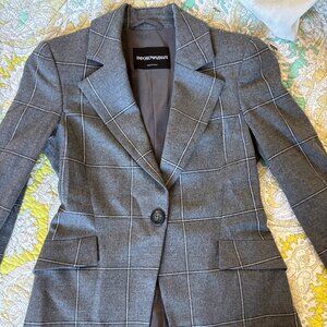 ARMANI blazer, gray plaid, fine wool, structured size 0